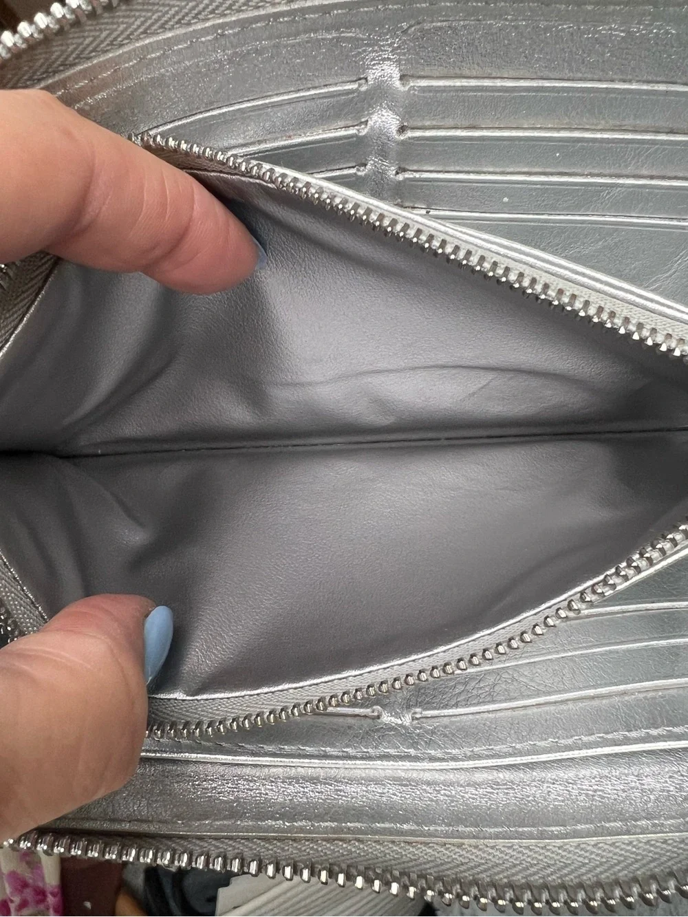 Louis Vuitton Silver Metallic Suhali Zip Wallet with Front Zip Pocket